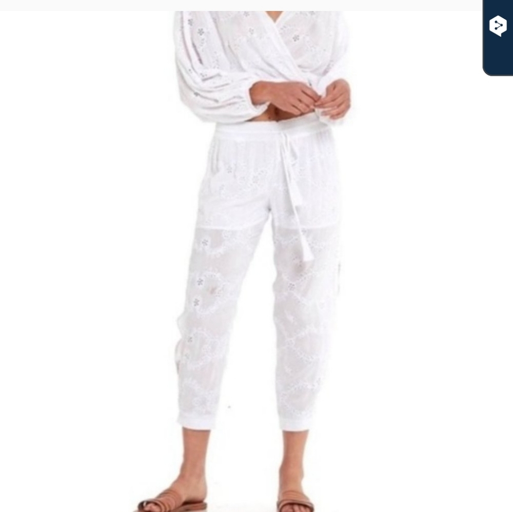 Young Fabulous & Broke white eyelet jogger